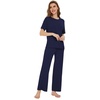 image:imageWiWi Bamboo Viscose Pajamas for Women Super Soft Cooling Loungewear Short Sleeve Tops and Long Pants Sleepwear SXXLBnavy