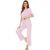 image:imageWiWi Bamboo Viscose Pajamas for Women Super Soft Cooling Loungewear Short Sleeve Tops and Long Pants Sleepwear SXXLBpink