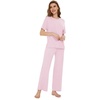 image:imageWiWi Bamboo Viscose Pajamas for Women Super Soft Cooling Loungewear Short Sleeve Tops and Long Pants Sleepwear SXXLBpink