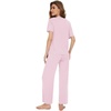 image:imageWiWi Bamboo Viscose Pajamas for Women Super Soft Cooling Loungewear Short Sleeve Tops and Long Pants Sleepwear SXXLBpink