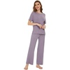 image:imageWiWi Bamboo Viscose Pajamas for Women Super Soft Cooling Loungewear Short Sleeve Tops and Long Pants Sleepwear SXXLBviolet