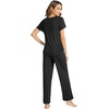 image:imageWiWi Bamboo Viscose Pajamas for Women Super Soft Cooling Loungewear Short Sleeve Tops and Long Pants Sleepwear SXXLCblack