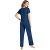 image:imageWiWi Bamboo Viscose Pajamas for Women Super Soft Cooling Loungewear Short Sleeve Tops and Long Pants Sleepwear SXXLCink Blue