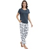 image:imageWiWi Bamboo Viscose Pajamas for Women Super Soft Cooling Loungewear Short Sleeve Tops and Long Pants Sleepwear SXXLCmidnight Blue Feather