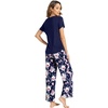 image:imageWiWi Bamboo Viscose Pajamas for Women Super Soft Cooling Loungewear Short Sleeve Tops and Long Pants Sleepwear SXXLCnavyPeony
