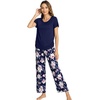 image:imageWiWi Bamboo Viscose Pajamas for Women Super Soft Cooling Loungewear Short Sleeve Tops and Long Pants Sleepwear SXXLCnavyPeony