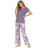 image:imageWiWi Bamboo Viscose Pajamas for Women Super Soft Cooling Loungewear Short Sleeve Tops and Long Pants Sleepwear SXXLCpurpleFloral