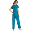 image:imageWiWi Bamboo Viscose Pajamas for Women Super Soft Cooling Loungewear Short Sleeve Tops and Long Pants Sleepwear SXXLCteal Blue