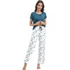 image:imageWiWi Bamboo Viscose Pajamas for Women Super Soft Cooling Loungewear Short Sleeve Tops and Long Pants Sleepwear SXXLCwhiteGreen Dots