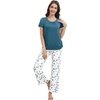 image:imageWiWi Bamboo Viscose Pajamas for Women Super Soft Cooling Loungewear Short Sleeve Tops and Long Pants Sleepwear SXXLCwhiteGreen Dots
