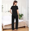 image:imageWiWi Bamboo Viscose Pajamas for Women Super Soft Cooling Loungewear Short Sleeve Tops and Long Pants Sleepwear SXXLDblack
