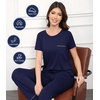 image:imageWiWi Bamboo Viscose Pajamas for Women Super Soft Cooling Loungewear Short Sleeve Tops and Long Pants Sleepwear SXXLDnavy
