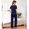 image:imageWiWi Bamboo Viscose Pajamas for Women Super Soft Cooling Loungewear Short Sleeve Tops and Long Pants Sleepwear SXXLDnavy