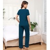 image:imageWiWi Bamboo Viscose Pajamas for Women Super Soft Cooling Loungewear Short Sleeve Tops and Long Pants Sleepwear SXXLDpeacock Blue