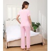 image:imageWiWi Bamboo Viscose Pajamas for Women Super Soft Cooling Loungewear Short Sleeve Tops and Long Pants Sleepwear SXXLDpink
