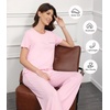 image:imageWiWi Bamboo Viscose Pajamas for Women Super Soft Cooling Loungewear Short Sleeve Tops and Long Pants Sleepwear SXXLDpink