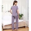 image:imageWiWi Bamboo Viscose Pajamas for Women Super Soft Cooling Loungewear Short Sleeve Tops and Long Pants Sleepwear SXXLDviolet
