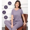 image:imageWiWi Bamboo Viscose Pajamas for Women Super Soft Cooling Loungewear Short Sleeve Tops and Long Pants Sleepwear SXXLDviolet