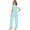 image:imageWiWi Bamboo Viscose Pajamas for Women Super Soft Short Sleeve Pajama Set with Pants Cooling Pjs Lightweight Loungewear SXXLAaqua