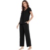 image:imageWiWi Bamboo Viscose Pajamas for Women Super Soft Short Sleeve Pajama Set with Pants Cooling Pjs Lightweight Loungewear SXXLAblack