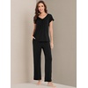 image:imageWiWi Bamboo Viscose Pajamas for Women Super Soft Short Sleeve Pajama Set with Pants Cooling Pjs Lightweight Loungewear SXXLAblack