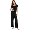 image:imageWiWi Bamboo Viscose Pajamas for Women Super Soft Short Sleeve Pajama Set with Pants Cooling Pjs Lightweight Loungewear SXXLAblack