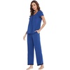 image:imageWiWi Bamboo Viscose Pajamas for Women Super Soft Short Sleeve Pajama Set with Pants Cooling Pjs Lightweight Loungewear SXXLAblue Depth