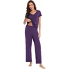 image:imageWiWi Bamboo Viscose Pajamas for Women Super Soft Short Sleeve Pajama Set with Pants Cooling Pjs Lightweight Loungewear SXXLAdark Purple