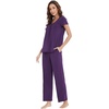 image:imageWiWi Bamboo Viscose Pajamas for Women Super Soft Short Sleeve Pajama Set with Pants Cooling Pjs Lightweight Loungewear SXXLAdark Purple