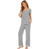 image:imageWiWi Bamboo Viscose Pajamas for Women Super Soft Short Sleeve Pajama Set with Pants Cooling Pjs Lightweight Loungewear SXXLAheather Grey