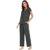 image:imageWiWi Bamboo Viscose Pajamas for Women Super Soft Short Sleeve Pajama Set with Pants Cooling Pjs Lightweight Loungewear SXXLAiron Grey