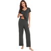 image:imageWiWi Bamboo Viscose Pajamas for Women Super Soft Short Sleeve Pajama Set with Pants Cooling Pjs Lightweight Loungewear SXXLAiron Grey