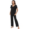 image:imageWiWi Bamboo Viscose Pajamas for Women Super Soft Short Sleeve Pajama Set with Pants Cooling Pjs Lightweight Loungewear SXXLBblack