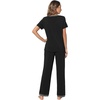 image:imageWiWi Bamboo Viscose Pajamas for Women Super Soft Short Sleeve Pajama Set with Pants Cooling Pjs Lightweight Loungewear SXXLBblack