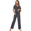 image:imageWiWi Bamboo Viscose Pajamas for Women Super Soft Short Sleeve Pajama Set with Pants Cooling Pjs Lightweight Loungewear SXXLBcharcoal