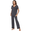 image:imageWiWi Bamboo Viscose Pajamas for Women Super Soft Short Sleeve Pajama Set with Pants Cooling Pjs Lightweight Loungewear SXXLBcharcoal