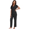 image:imageWiWi Bamboo Viscose Pajamas for Women Super Soft Short Sleeve Pajama Set with Pants Cooling Pjs Lightweight Loungewear SXXLBcharcoal Heather