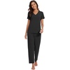 image:imageWiWi Bamboo Viscose Pajamas for Women Super Soft Short Sleeve Pajama Set with Pants Cooling Pjs Lightweight Loungewear SXXLBcharcoal Heather