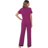 image:imageWiWi Bamboo Viscose Pajamas for Women Super Soft Short Sleeve Pajama Set with Pants Cooling Pjs Lightweight Loungewear SXXLBdark Reddish Purple