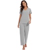 image:imageWiWi Bamboo Viscose Pajamas for Women Super Soft Short Sleeve Pajama Set with Pants Cooling Pjs Lightweight Loungewear SXXLBheather Grey