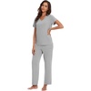 image:imageWiWi Bamboo Viscose Pajamas for Women Super Soft Short Sleeve Pajama Set with Pants Cooling Pjs Lightweight Loungewear SXXLBheather Grey