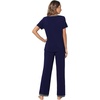 image:imageWiWi Bamboo Viscose Pajamas for Women Super Soft Short Sleeve Pajama Set with Pants Cooling Pjs Lightweight Loungewear SXXLBnavy