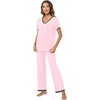 image:imageWiWi Bamboo Viscose Pajamas for Women Super Soft Short Sleeve Pajama Set with Pants Cooling Pjs Lightweight Loungewear SXXLBpink