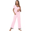 image:imageWiWi Bamboo Viscose Pajamas for Women Super Soft Short Sleeve Pajama Set with Pants Cooling Pjs Lightweight Loungewear SXXLBpink