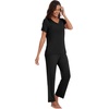 image:imageWiWi Bamboo Viscose Pajamas for Women Super Soft Short Sleeve Pajama Set with Pants Cooling Pjs Lightweight Loungewear SXXLBsolid Black