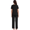 image:imageWiWi Bamboo Viscose Pajamas for Women Super Soft Short Sleeve Pajama Set with Pants Cooling Pjs Lightweight Loungewear SXXLBsolid Black