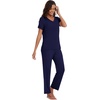 image:imageWiWi Bamboo Viscose Pajamas for Women Super Soft Short Sleeve Pajama Set with Pants Cooling Pjs Lightweight Loungewear SXXLBsolid Navy