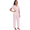 image:imageWiWi Bamboo Viscose Pajamas for Women Super Soft Short Sleeve Pajama Set with Pants Cooling Pjs Lightweight Loungewear SXXLBsolid Pink