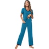 image:imageWiWi Bamboo Viscose Pajamas for Women Super Soft Short Sleeve Pajama Set with Pants Cooling Pjs Lightweight Loungewear SXXLBteal Blue
