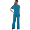 image:imageWiWi Bamboo Viscose Pajamas for Women Super Soft Short Sleeve Pajama Set with Pants Cooling Pjs Lightweight Loungewear SXXLBteal Blue